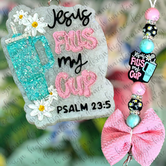 “Jesus Fills my Cup” Freshie & Freshie Hanger (Lemon Chiffon)