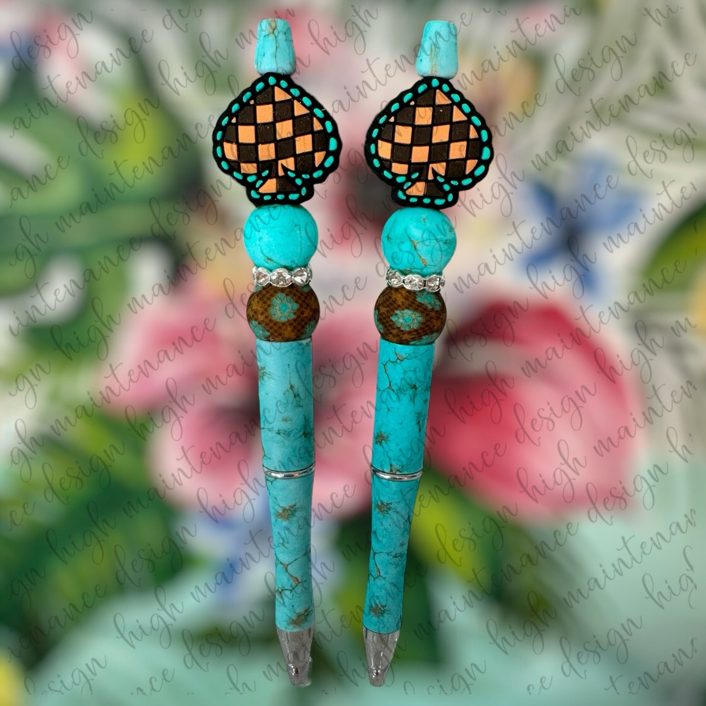 Western Spade Checkered Beaded Pens