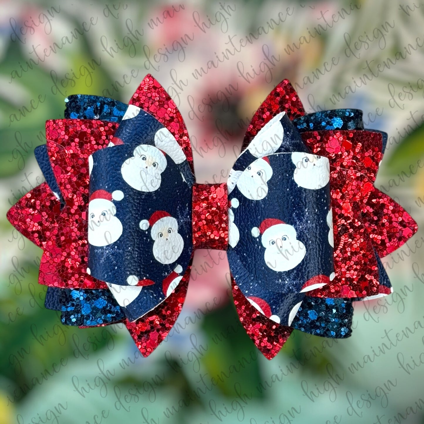 Santa Claus Tumbler Glitter Bows