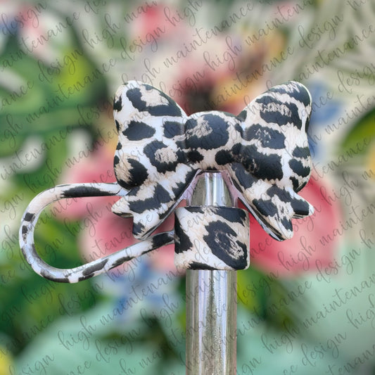 Leopard Bow 3D Straw Topper 10mm