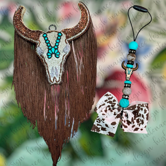 Turquoise Western Bull Skull Freshie & Freshie Hanger (Cocoa for Coconuts)