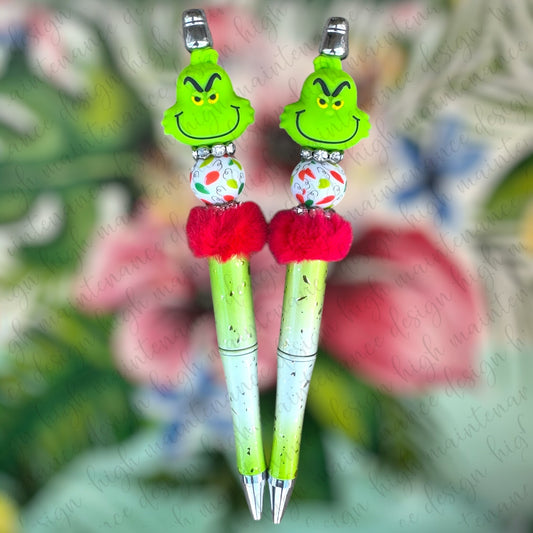 Grinch “Mean One” Christmas Beaded Pens