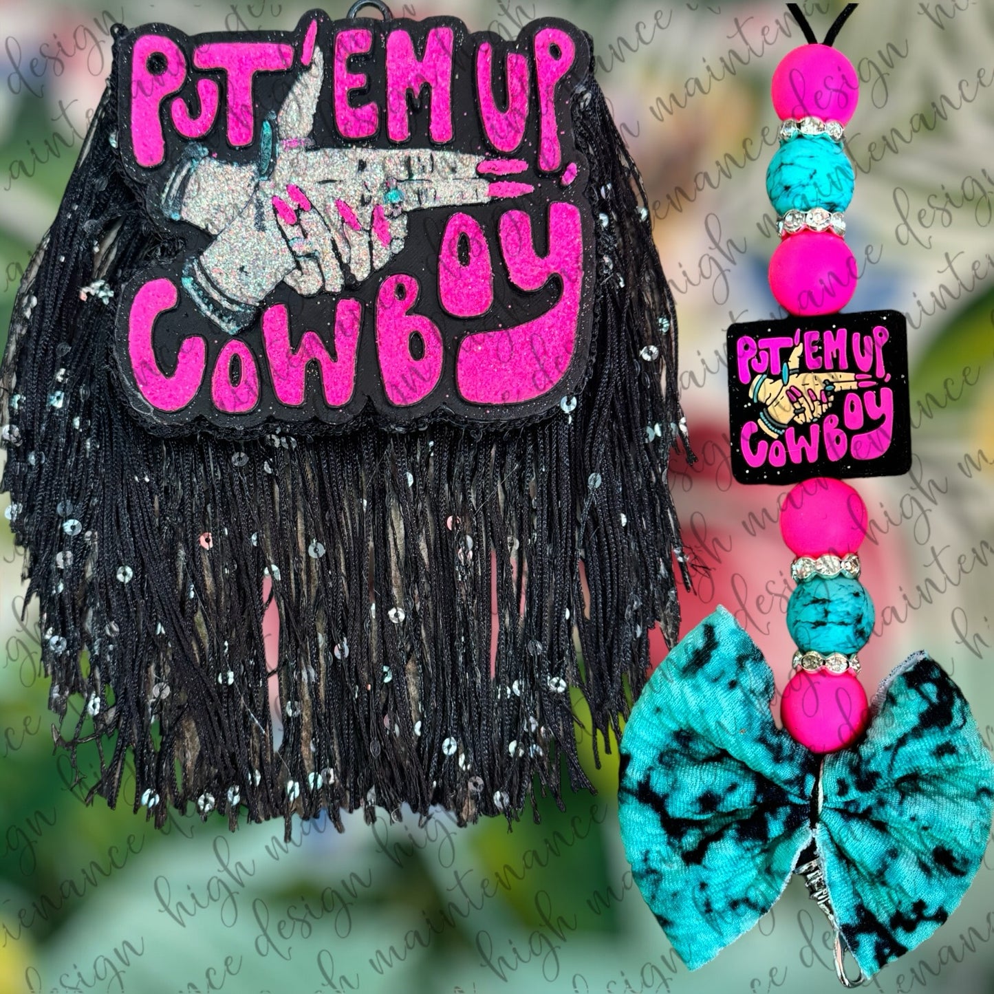 “Put ‘Em Up Cowboy” Freshie & Freshie Hanger (Pineapple Leather)