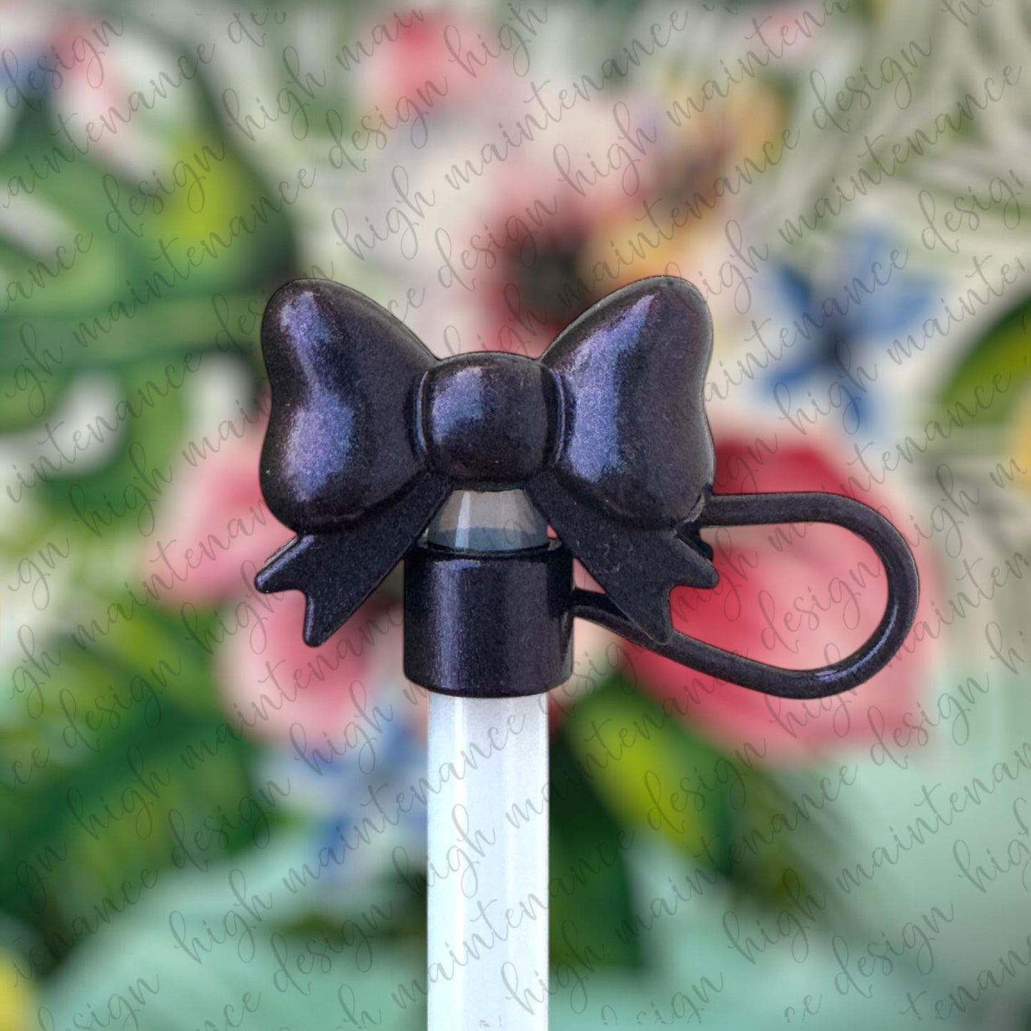 Black Chroma Bow 3D Straw Topper 10mm