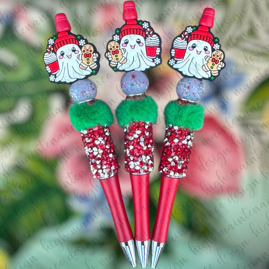 Boujee Little Ghost Christmas Beaded Pens