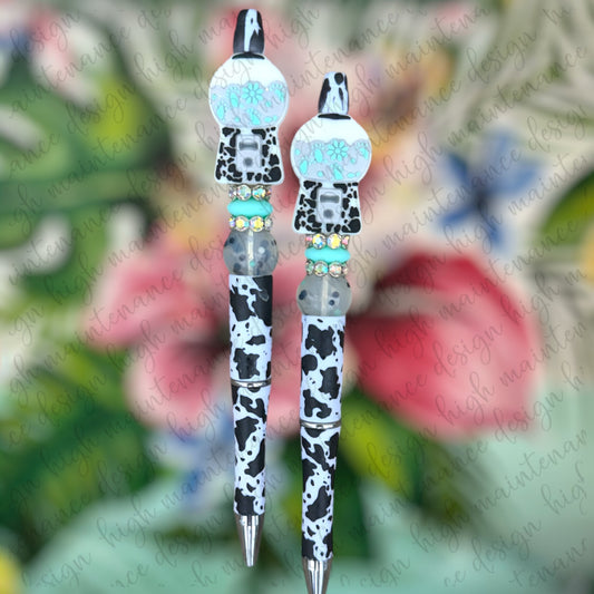 Western Turquoise Bubblegum Machine Beaded Pens