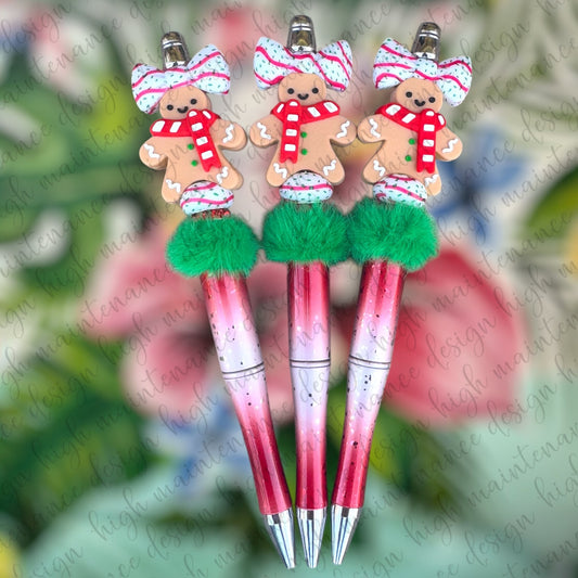 Gingerbread Christmas Beaded Pens