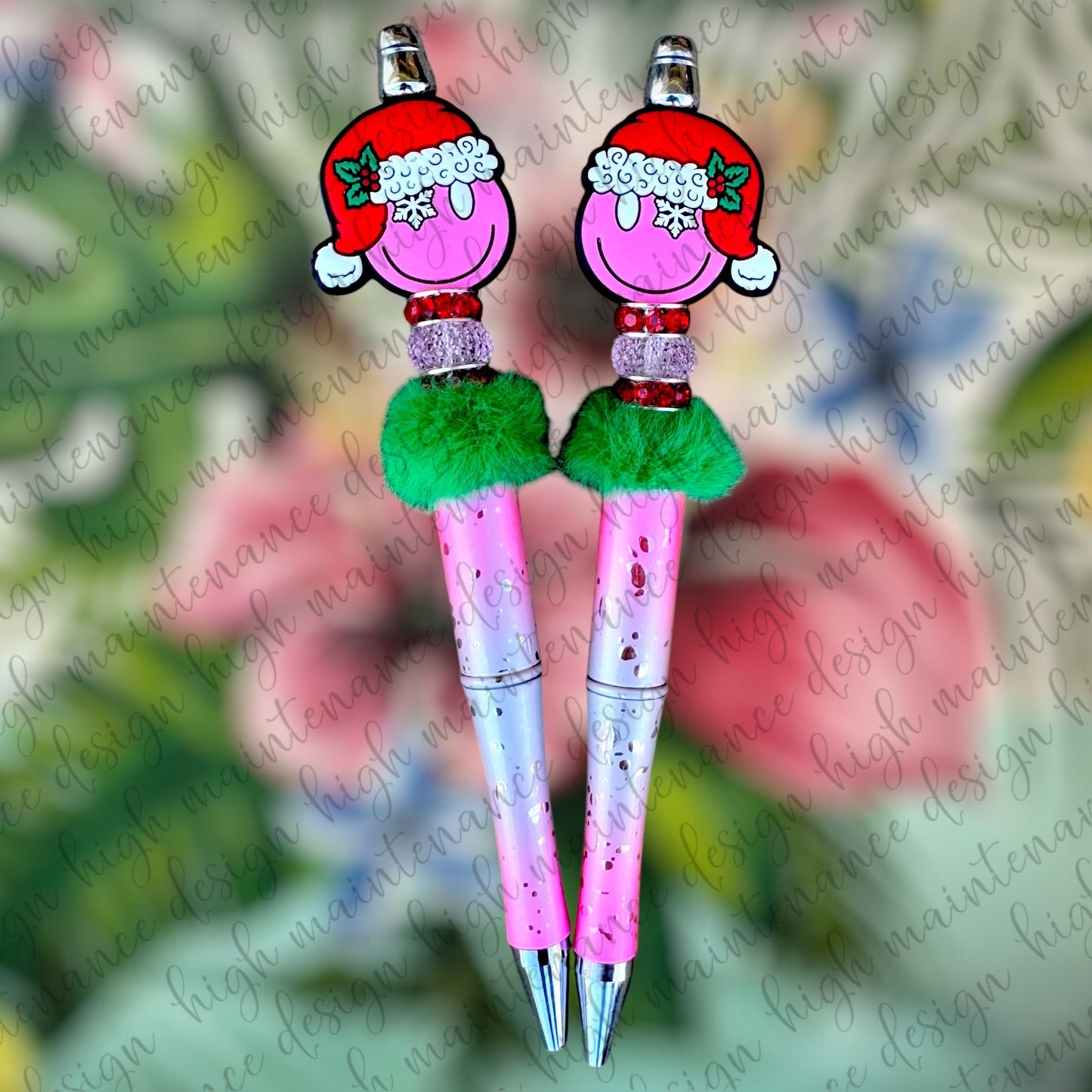 Smiley Face Christmas Beaded Pens