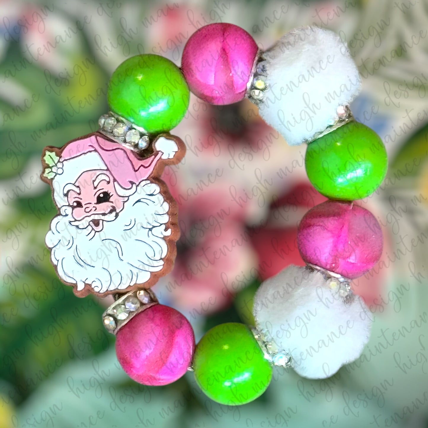 Pink Vintage Santa Tumbler Charm